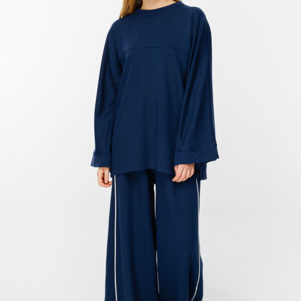 بنطلون رياضي Palazzo Navy Blue مفصل