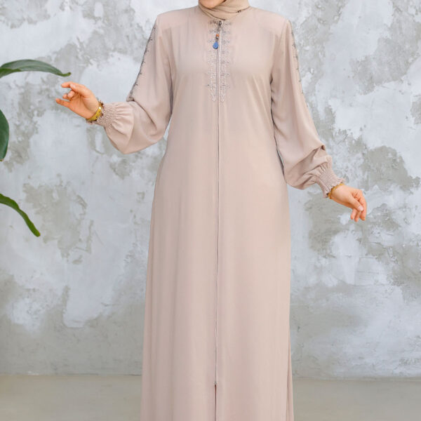 عباية حجاب بيج بجيوب 45274 بيج