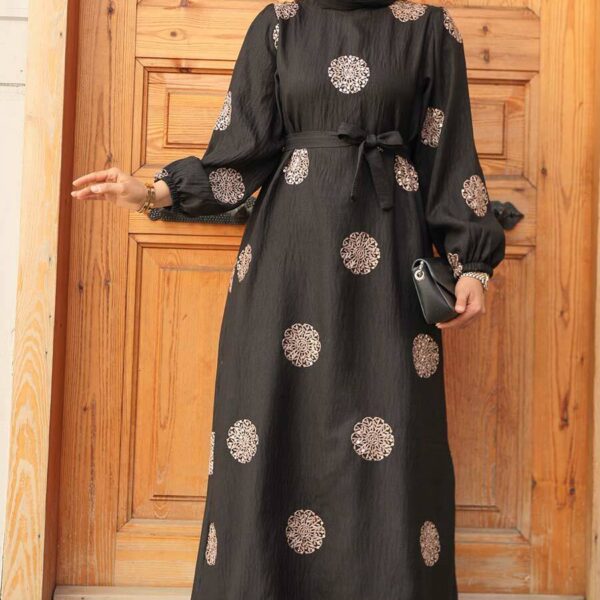 فستان حجاب نحاسي منقوش بالزهور 30442bkr