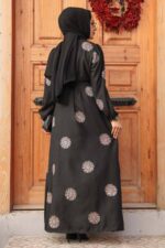 فستان حجاب نحاسي منقوش بالزهور 30442bkr - صورة من 2