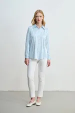 قميص ستان مخطط - أزرق