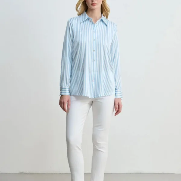 قميص ستان مخطط - أزرق