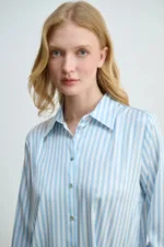 قميص ستان مخطط - أزرق - صورة من 3