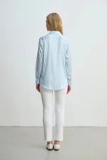 قميص ستان مخطط - أزرق - صورة من 4