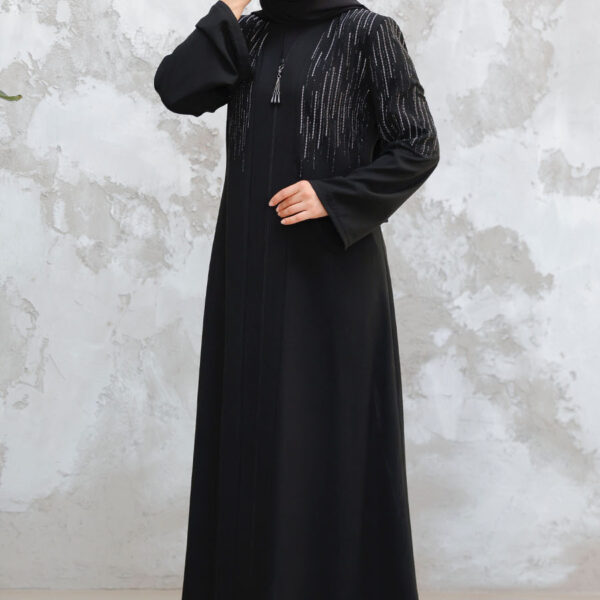 عباية حجاب سوداء منقوشة 15079s