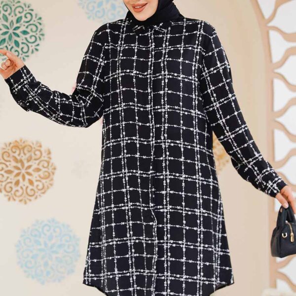 سترة حجاب سوداء منقوشة 11717s