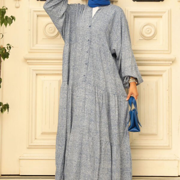 فستان حجاب أزرق كحلي بأزرار 23452l