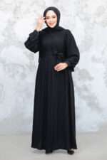 عباية حجاب سوداء بأزرار 45277s - صورة من 2