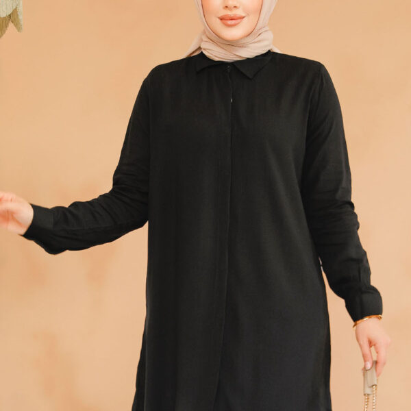 سترة حجاب سوداء بأزرار 11715s