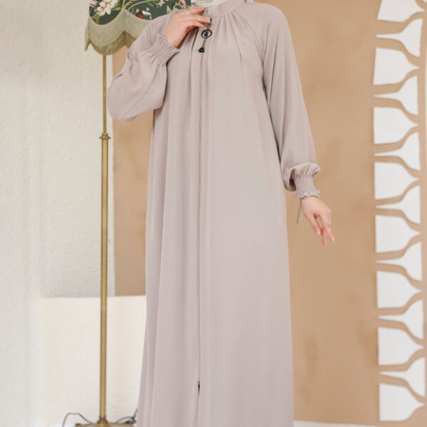 عباية حجاب بيج بسحاب 45293 بيج