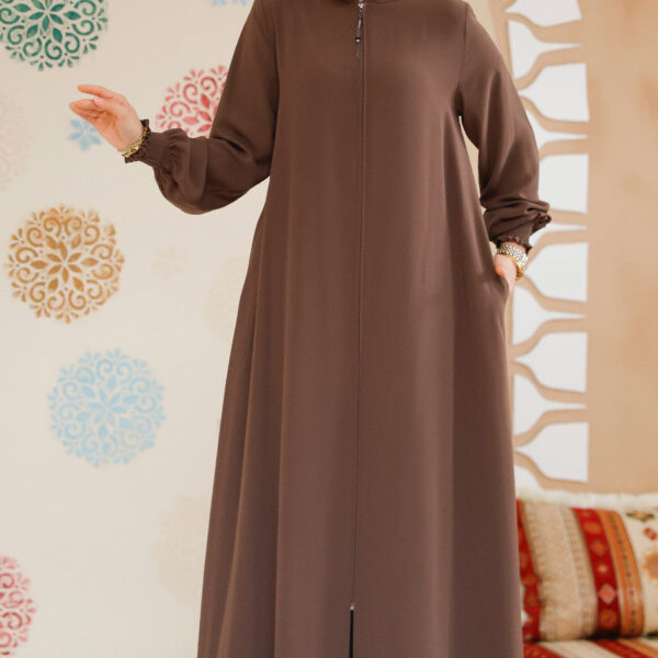 عباية حجاب بنية بسحاب 45287kh