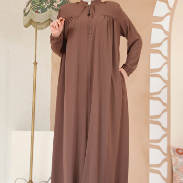 عباية حجاب بنية بسحاب 45290kh