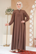 عباية حجاب بنية بسحاب 45290kh - صورة من 2