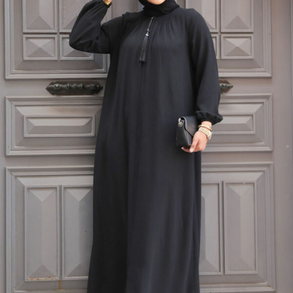عباية حجاب سوداء بسحاب 60971s