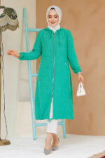 معطف الحجاب الأخضر انغلق 70792y - صورة من 2
