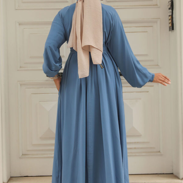 فستان حجاب أزرق بحزام 330113 م