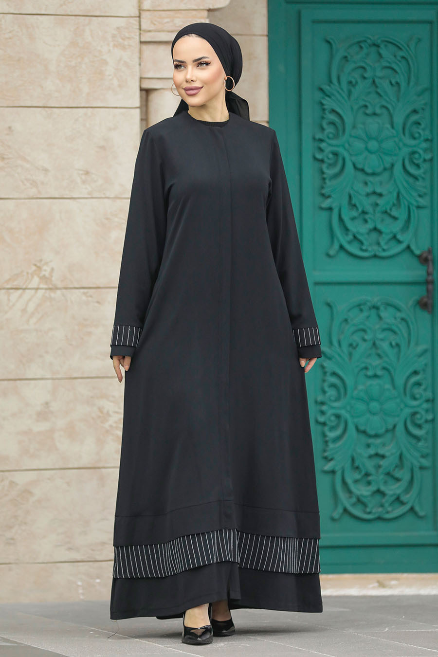 neva-style-cepli-siyah-tesettur-ferace-20132s-neva-style-109355-42-B نيفا ستايل - عباية حجاب سوداء بجيوب 20132s - صورة من 1