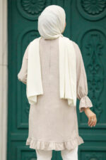 نيفا ستايل - سترة حجاب من فرو المنك مع قلادة 5281 فولت