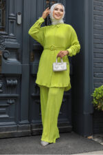 بدلة حجاب صفراء حمضية مطوية 100044asr