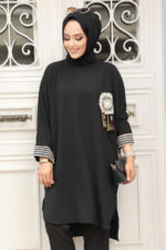 شرابة مفصلة الحجاب الأسود تونك 651s