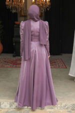 فستان سهرة حجاب - فستان سهرة حجاب أرجواني داكن مطرز 51891klıla - صورة من 2