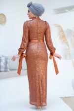 فستان سهرة حجاب - فستان سهرة حجاب بلاط بلاط مطرز 4667krmt - صورة من 3